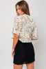 Gilli Abstract Print Lapel Collar Cropped Shirt