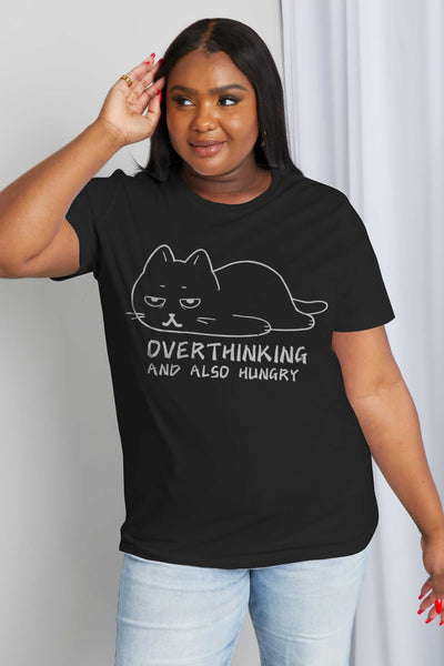 Simply Love Full Size OVERTHINKING AND ALSO HUNGRY Graphic Cotton Tee
