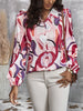 Printed Puff Sleeve Button-Up Shirt