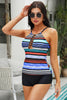 Striped Cutout Swim Top