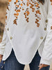 Floral Print V-Neck Long Sleeve Buttoned Tee