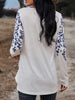 Floral Print V-Neck Long Sleeve Buttoned Tee