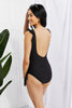 Marina West Swim Full Size Float On Ruffle Faux Wrap One-Piece in Black