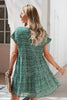 Printed V-Neck Short Sleeve Tiered Dress
