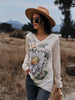 Floral Print Twisted V-Neck Long Sleeve Tee