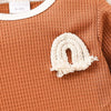 Baby Contrast Trim Waffle-Knit Long Sleeve Bodysuit