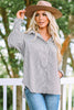 Striped Lantern Sleeve Collared Shirt