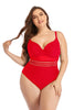 Plus Size Spliced Mesh Tie-Back One-Piece Swimsuit