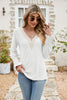 Eyelet V-Neck Smocked Flounce Sleeve Blouse