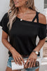 Crisscross Asymmetrical Neck Short Sleeve Top