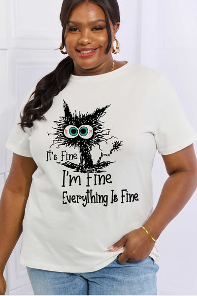 Simply Love Full Size IT‘S FINE IT‘S FINE EVERYTHING IS FINE Graphic Cotton Tee