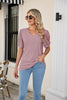 Eyelet Puff Sleeve V-Neck Top