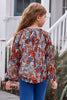 Girls Printed Notched Neck Puff Sleeve Blouse