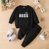LITTLE BOSS Round Neck Long Sleeve Tee and Pants Set