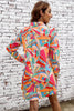 Multicolored Long Sleeve Shirt Dress