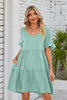 V-Neck Flounce Sleeve Tiered Dress