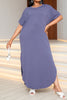 Plus Size Short Sleeve Split Curved Hem Dress