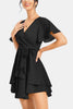 Surplice Neck Flutter Sleeve Dress