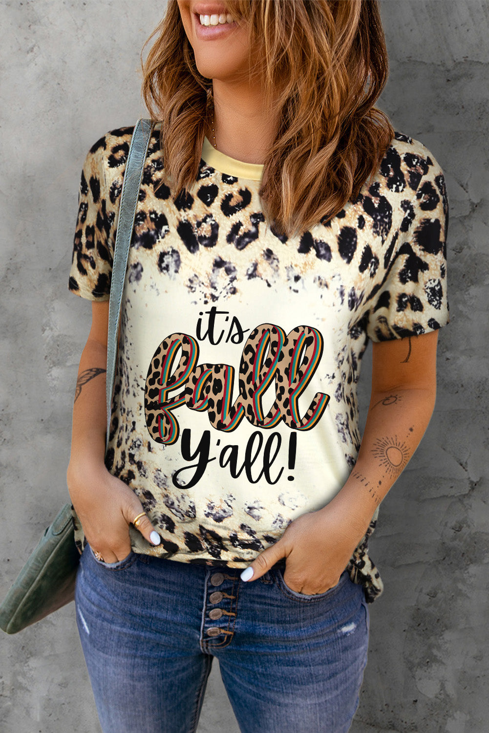 Round Neck Short Sleeve Printed IT'S FALL Y'ALL Graphic Tee