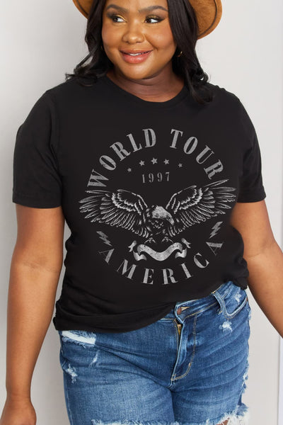 Simply Love Full Size WORLD TOUR 1997 AMERICA Graphic Cotton Tee