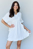 Ninexis Out Of Time Full Size Ruffle Hem Dress with Drawstring Waistband in White