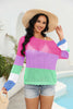Color Block Boat Neck Sheer Cover Up
