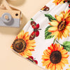 Sunflower Print Smocked Tie Shoulder Dress