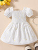 Baby Girl Printed Square Neck Smocked Dress