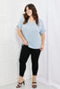 Zenana Simply Comfy Full Size V-Neck Loose Fit Shirt in Blue