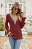 Eyelet V-Neck Smocked Flounce Sleeve Blouse