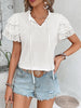 Tie Neck Layered Flutter Sleeve Blouse