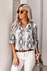 Animal Print Pocketed Button Down Top