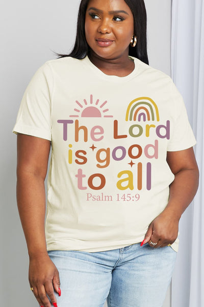 Simply Love Full Size THE LORD IS GOOD TO ALL PSALM 145:9 Graphic Cotton Tee