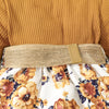 Floral Print Belted Ruffle Trim Short Dress