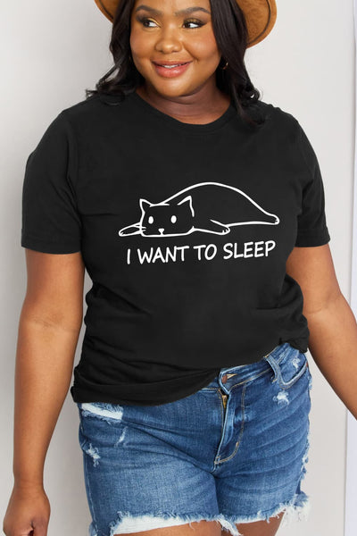 Simply Love Full Size I WANT TO SLEEP Graphic Cotton Tee