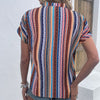 Multicolored Stripe Notched Neck Top