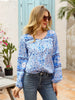 Full Size Bohemian Round Neck Balloon Sleeve Shirt