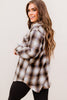 Plaid Button-Up Curved Hem Shirt with Breast Pockets